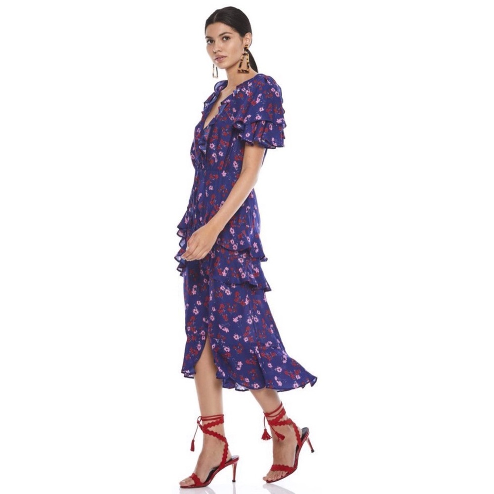 TALULAH The Yearning Ruffle Blue Midi Dress - Picture 2 of 16